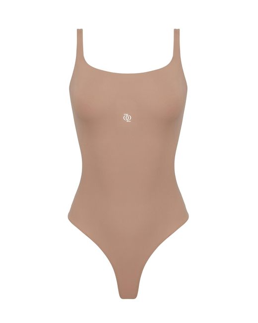 GOD SAVES QUEENS Brown Neutrals Second Skin Square-Neck Bodysuit Nude