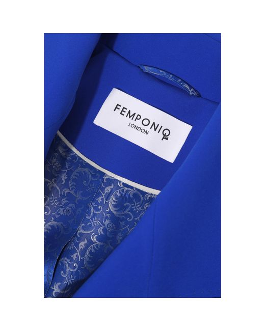 Femponiq Blue Asymmetric Double Breasted Tailored Blazer