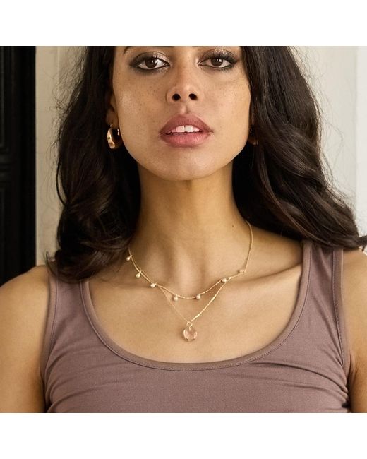 Amadeus Metallic Laura Chain Necklace & Tiny Pearls