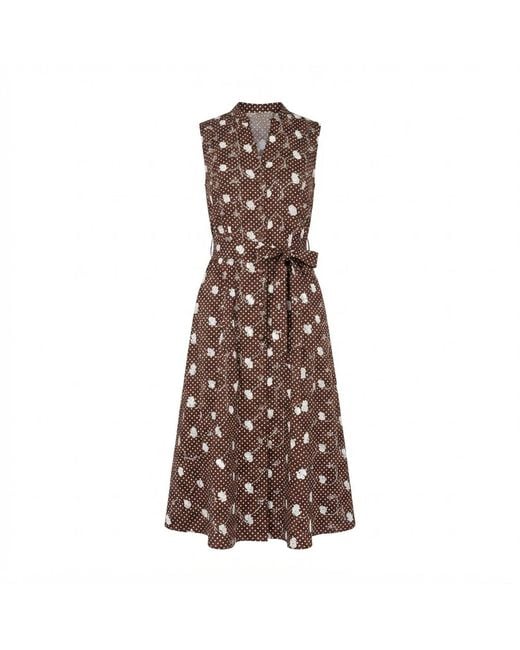 Yumi' Brown Cotton Embroidery Shirt Dress