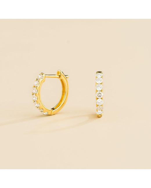 Juvetti Metallic Stacy Diamond Huggie Hoop Earrings