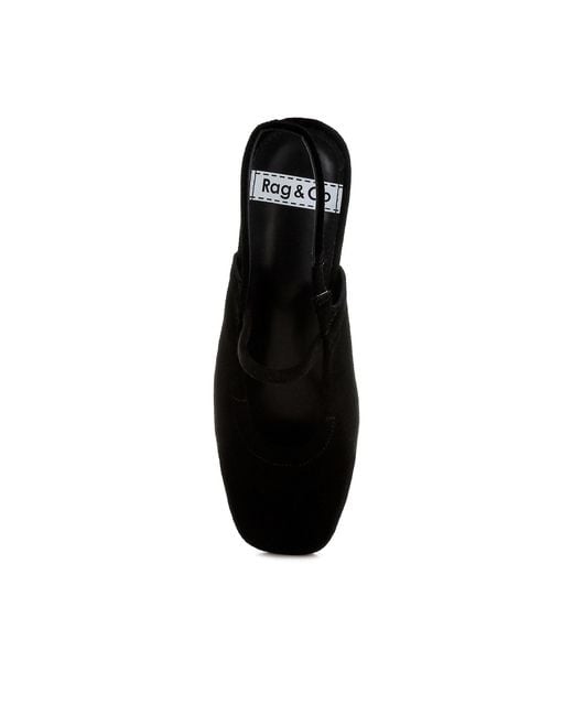 Rag & Co Black Bounzi Soft Suede Leather Slingback Sandals