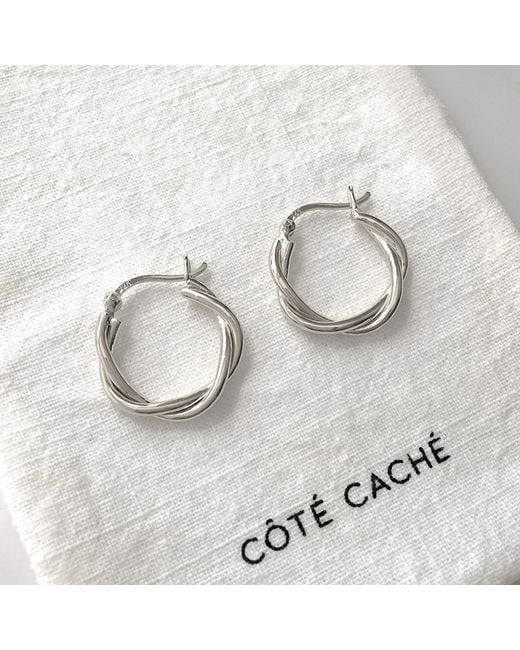 Cote Cache Metallic Relaxed Braid Hoop Earrings