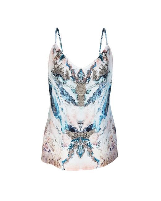 CASSANDRA HONE Blue Silk Camisole