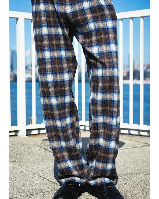 Éclectique Gray Plaid Pleated Trousers for men
