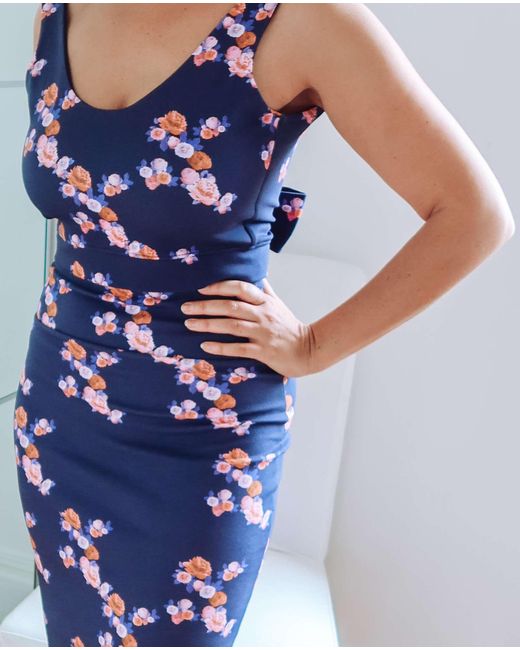 Sophie Cameron Davies Blue Floral Midi Jersey Skirt