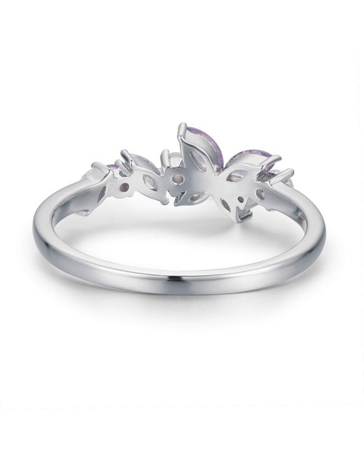 Azura Jewelry New York White Monarch Butterfly Amethyst Opal Ring Solid