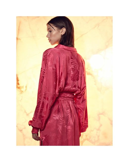 NAZLI CEREN Pink Cassin Jacquard Shirt Dress