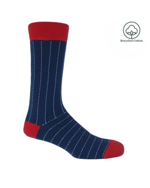Peper Harow - Made in England Blue Dash Socks for men