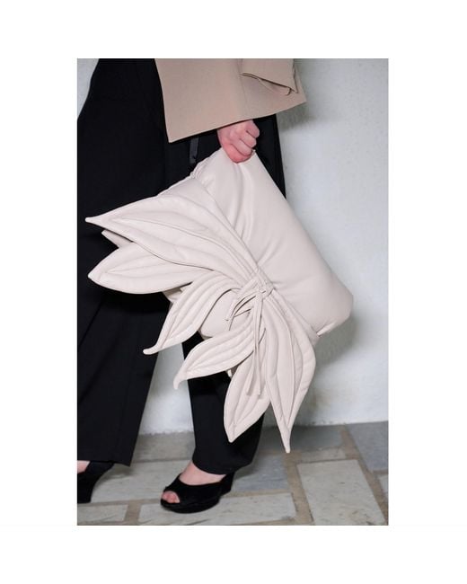 Julia Allert Natural Neutrals Petal Faux Leather Evening Clutch Bag