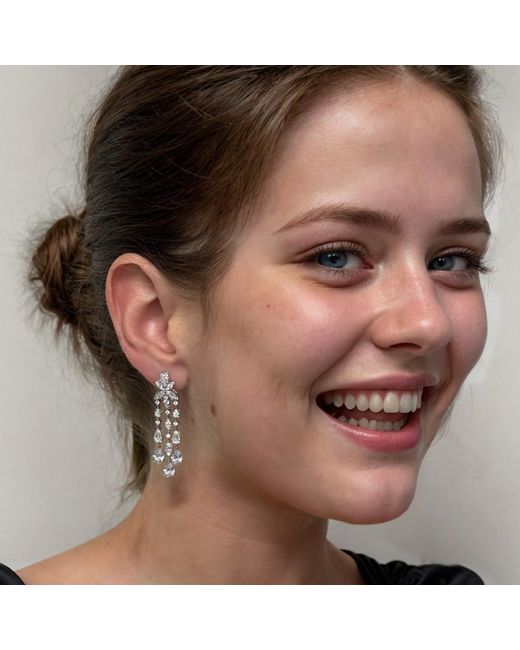 Latelita London White Duchess Moissanite Drop Earrings