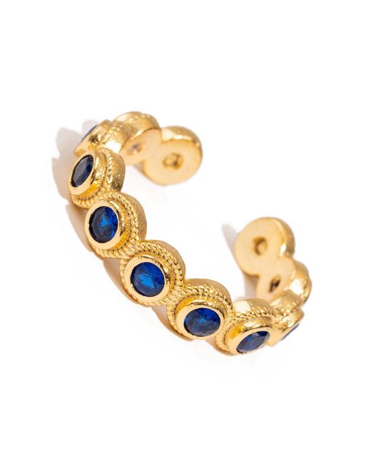 Ebru Jewelry Metallic Royal Sapphire Adjustable Plated Stackable Ring