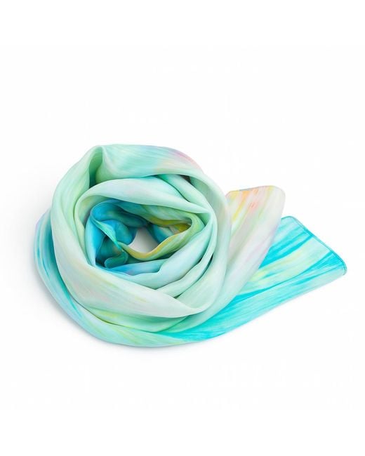 Silk and Bears Blue Pastel Brushstroke Silk Scarf – Hand-Dyed Mulberry Silk