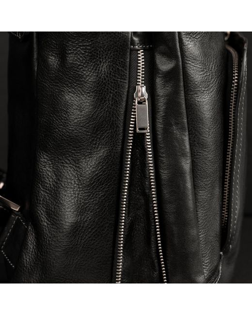 Time Resistance Black Large Leather Backpack for men