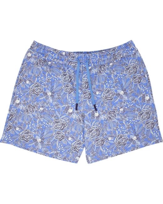 Lords of Harlech Blue Silus Handcut Floral Interlock Shorts for men