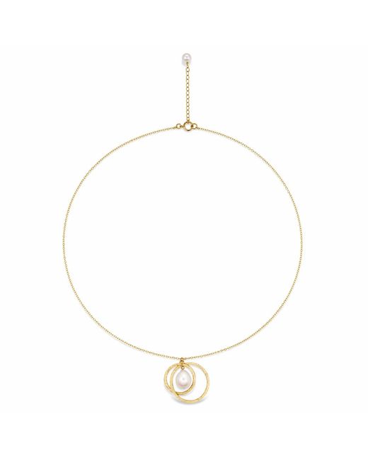 Pearl Code Metallic Univers Baroque Pearl Necklace — -Filled Double Circle Pendant