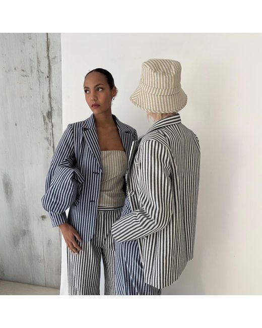 London Atelier Byproduct Blue Striped Tailored Blazer