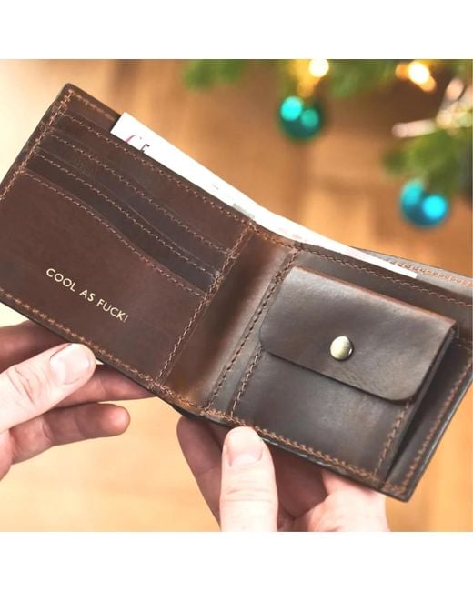 VIDA VIDA Brown Leather Card & Coin Wallet for men
