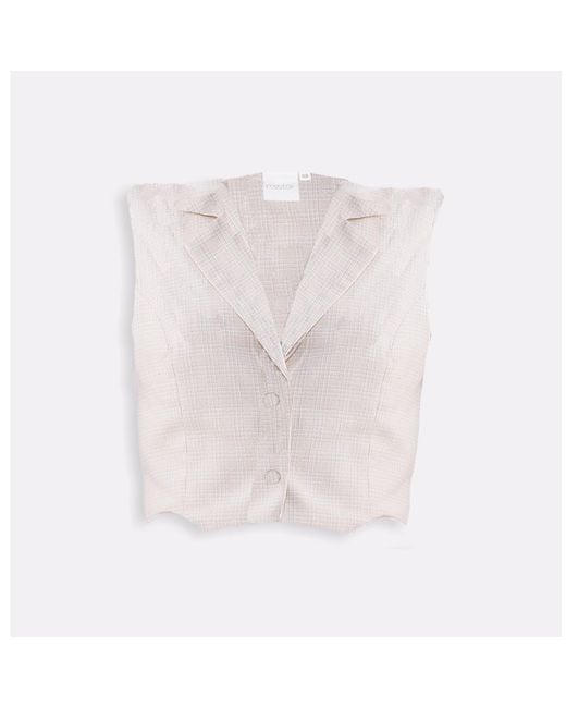 REISTOR Pink Cropped Cotton Tweed Vest