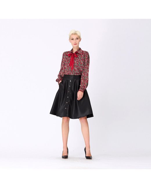 Smart and Joy Red Ascot Tie Print Shirt