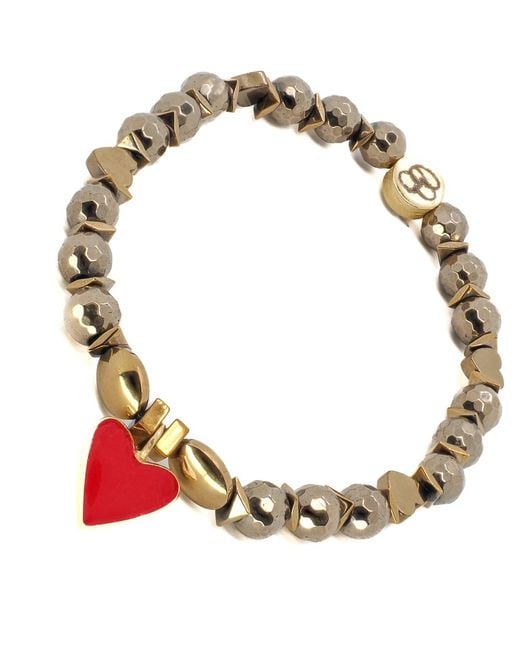 Ebru Jewelry Metallic Red Heart Love Bracelet