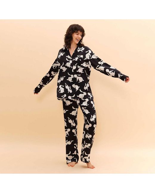 Silkinc Black Rabbit Silk Pajamas Set