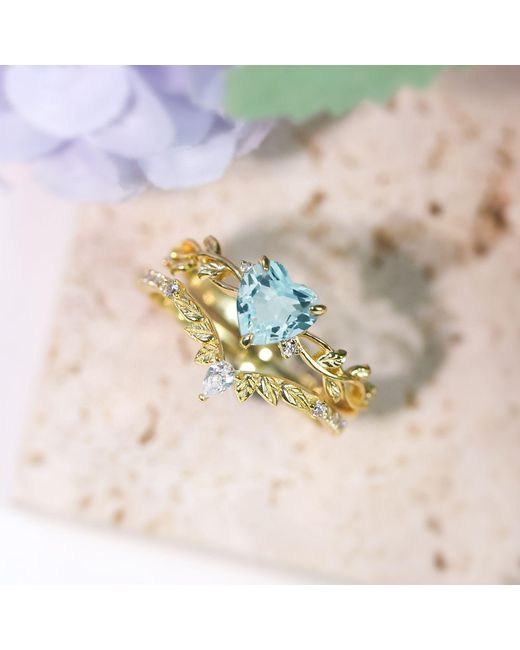 Azura Jewelry New York White Everlasting Heart Sky Topaz Ring Vermeil