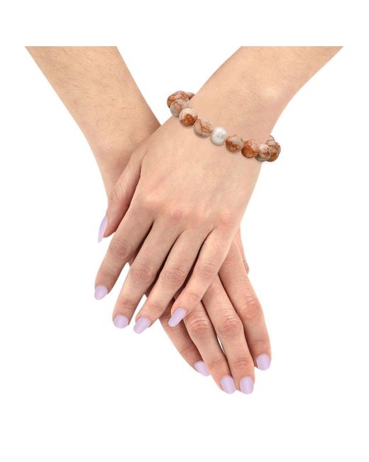 Soul Journey Jewelry Brown / Neutrals Line Jasper And Pearl Bracelet