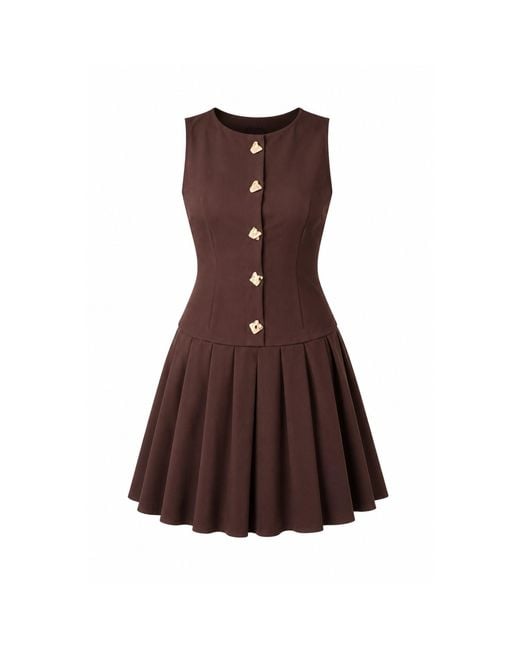 Girl In Mind Brown Penelope Tailored Pleated Mini Dress
