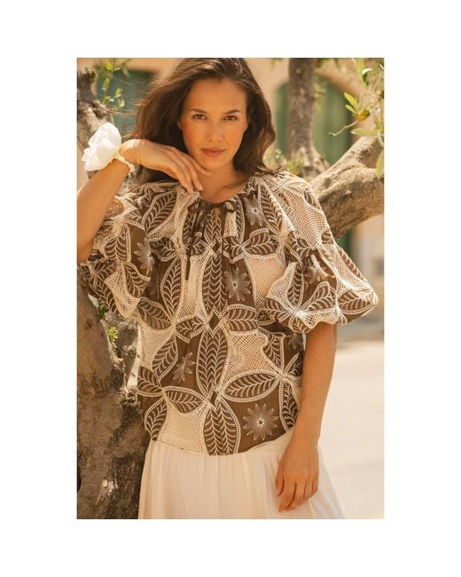 Traffic People Brown The Briefest Of Moments And Embroidered Rose Blouse