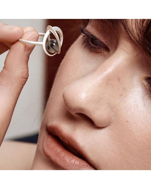 Ormiro Metallic Orbit Rutilated Quartz & Sterling Ring