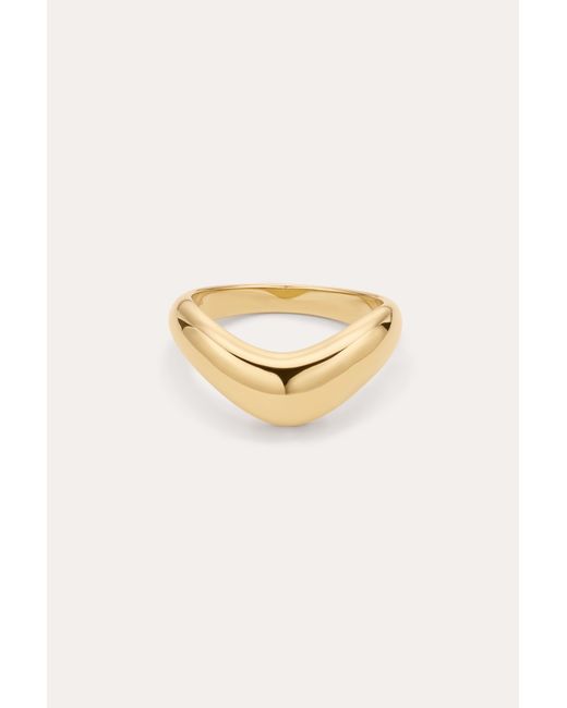 Vanhi Metallic Vava Plain Chunky Curved Wave Ring