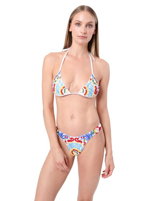 Self-Adore Blue Limoncello Hand-Beaded Embellished Bikini Bottom