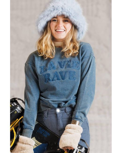Rave on Trend Denim Wash Crew in Blue | Lyst UK