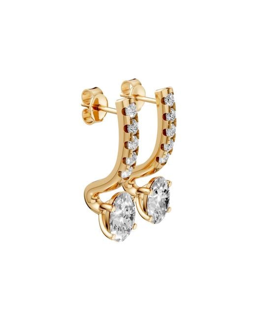 Aya Fine Jewelry Metallic Oval Lab Diamond Drop Hoop Earrings