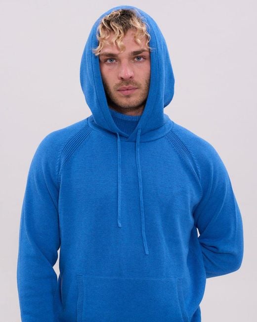 La Granni Blue Knitted Roll Neck Hoodie