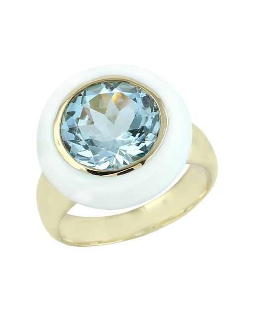 Artisan Blue 14K Enamel & Topaz Cocktail Ring