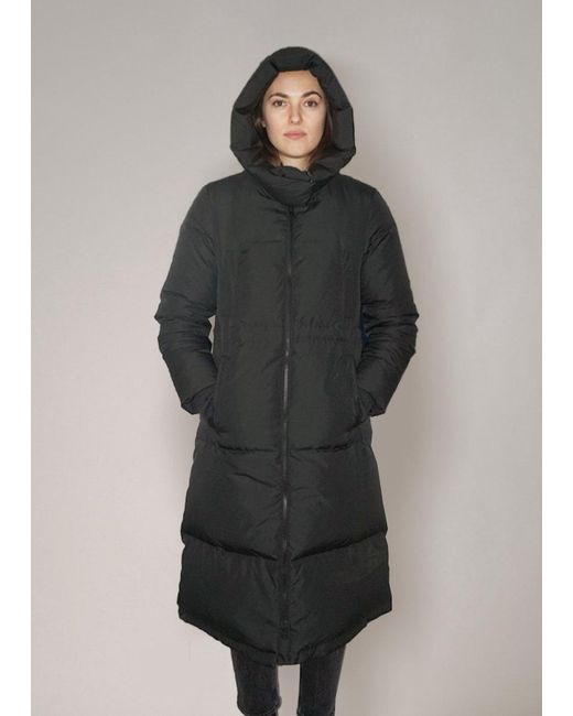 BEIRA Green Alexis Longline Padded Puffa Coat With Cowl Hood Midnight