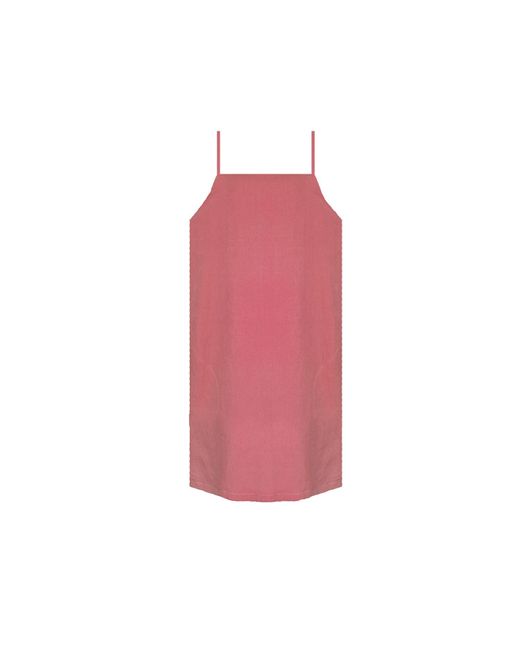 Larsen and Co Pure Linen Marbella Dress In Peony Pink