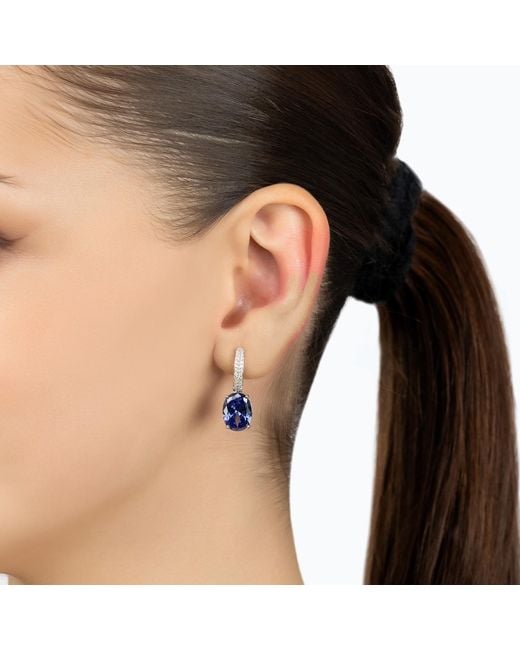 Latelita London Blue Alexandra Oval Drop Earrings Tanzanite
