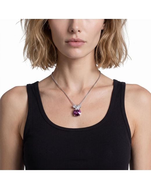 Modenaire Metallic Amethyst Round Butterfly Accent Pendant Necklace