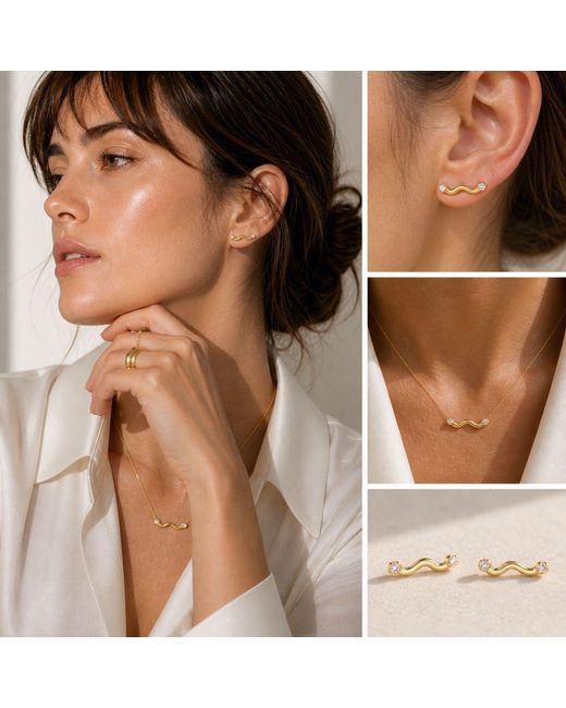 Lily Flo Jewellery Metallic Between Now And Tomorrow Diamond Stud Earrings
