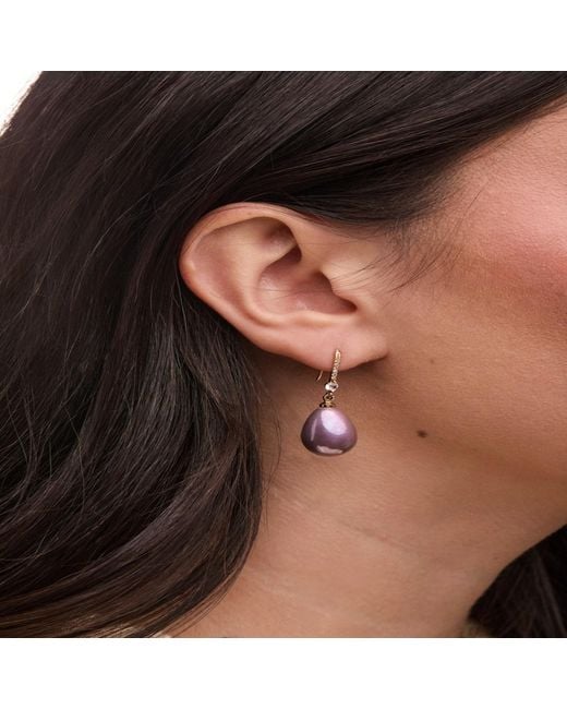 Saachi Purple Colored Pearl Dangle Earrings