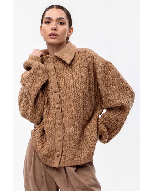 Maison Bogomil Brown Chunky Cable Knit Cardigan