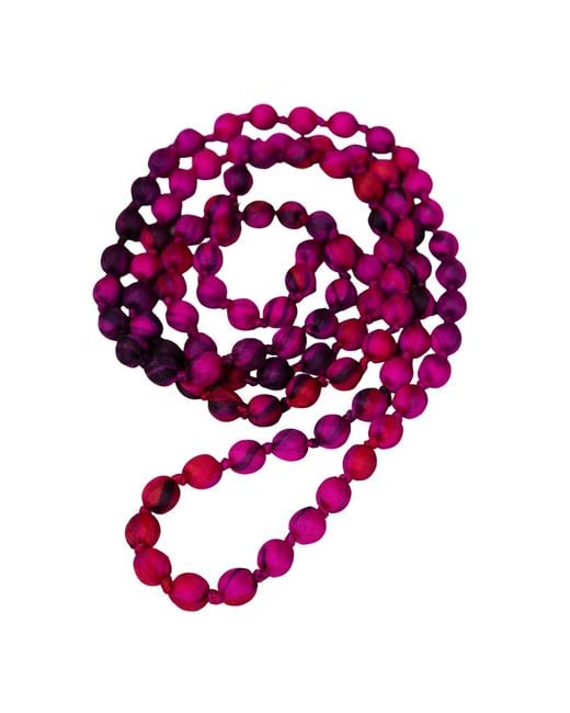 Silk and Bears Pink Fuchsia Brushstroke Silk Necklace- Hand Wrapped And Knotted