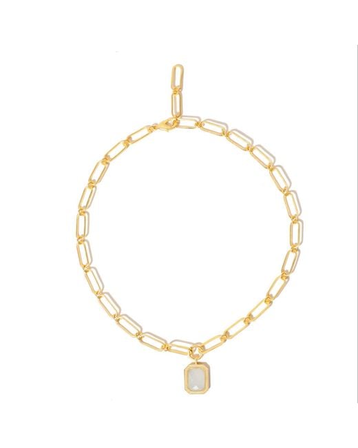 Lila Rasa Metallic Paperclip Chain Rectangular Crystal