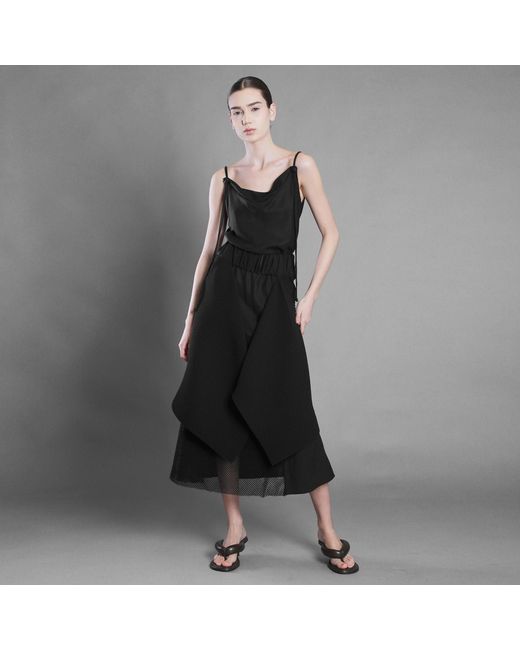 Silvia Serban Black Tencel Dress With Mesh Insert