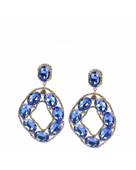 Addicted Blue Vega Dangle Earrings With Crystals Plated