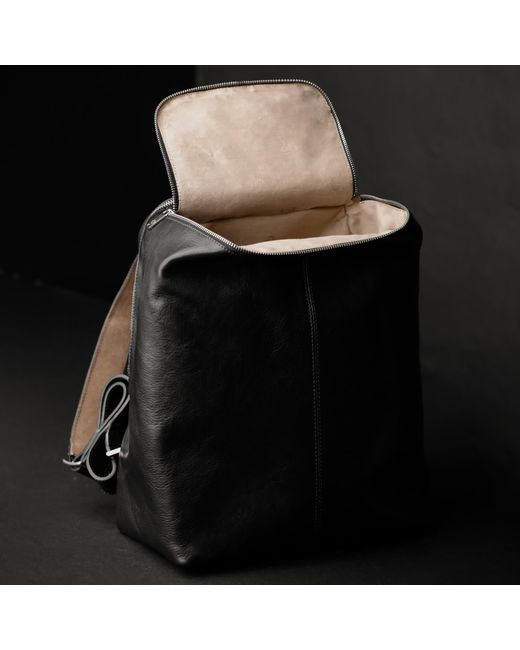 Time Resistance Black Leather Backpack For
