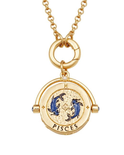 Fable England Metallic Pisces Zodiac Spinner Necklace